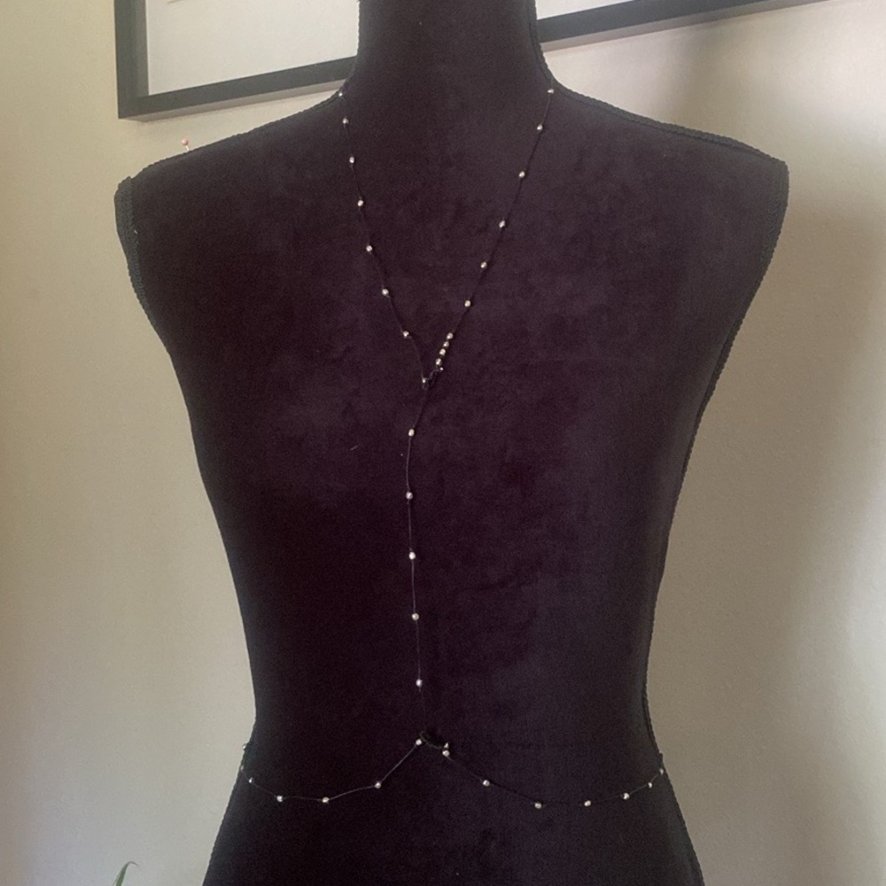 Silver Beads and Black Thread Bodychain